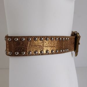 Guess Mixed Metals Leather Studded Belt S